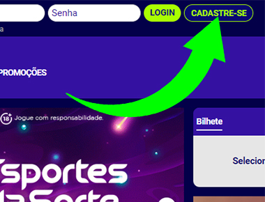 inscrever-se no site Esportes da Sorte