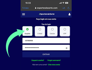 Selecionar um método para iniciar sessão