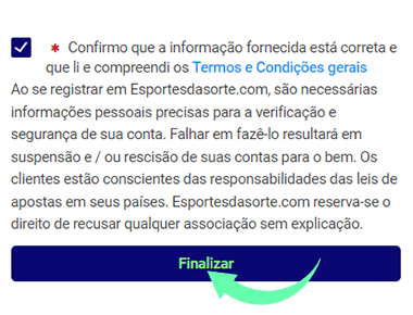 Confirmação do registo